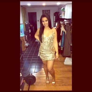 Vintage inspired gold sequin mesh dress S/M